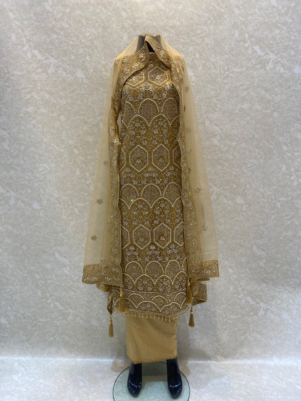 Gold & pearl net loose fabric 1