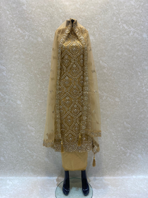 Gold & pearl net loose fabric 2