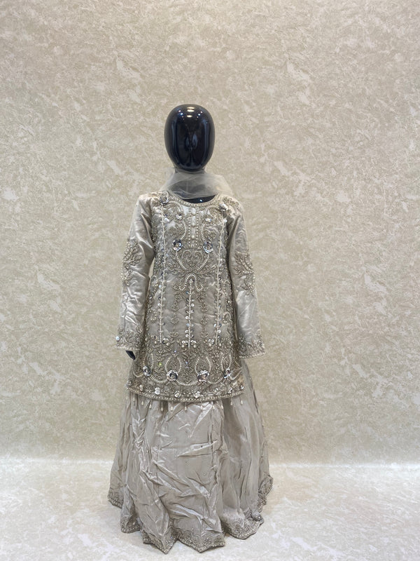 Light grey long Kameez lengha