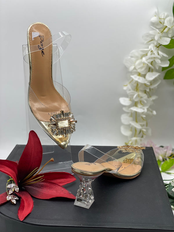 Clear Gold Embellished Heels 2 - Sai Fashions (UK) Ltd.