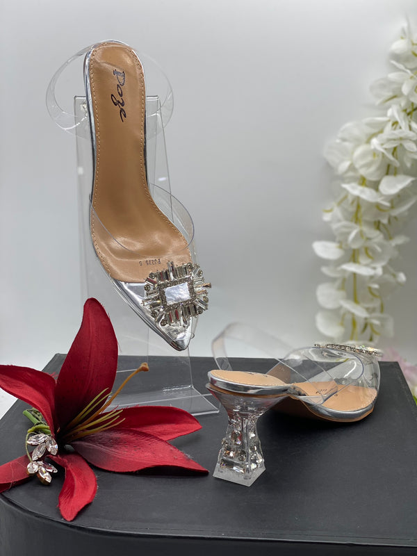 Clear Silver Embellished Heels 2 - Sai Fashions (UK) Ltd.