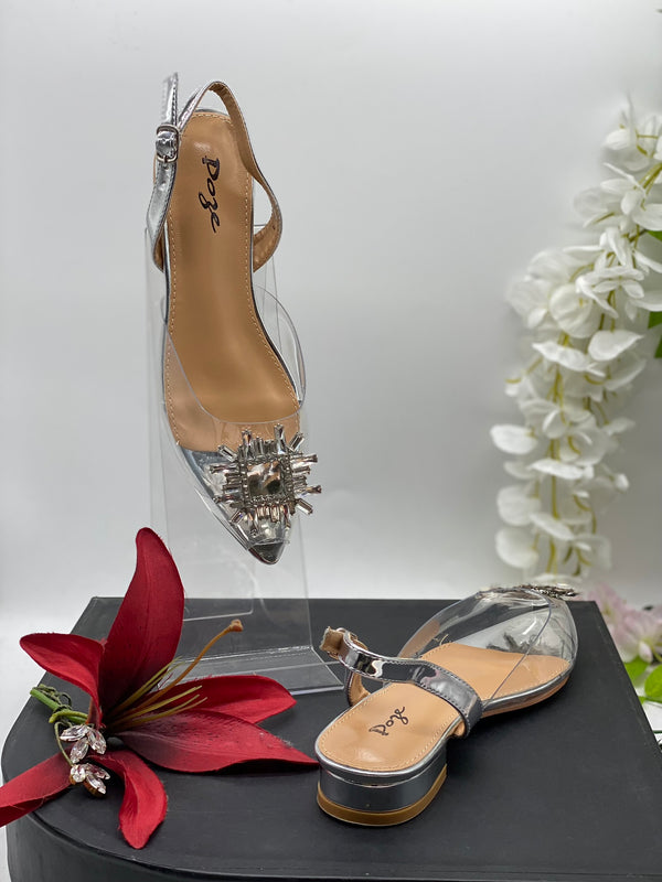 Clear Silver Embellished Flats 1 - Sai Fashions (UK) Ltd.