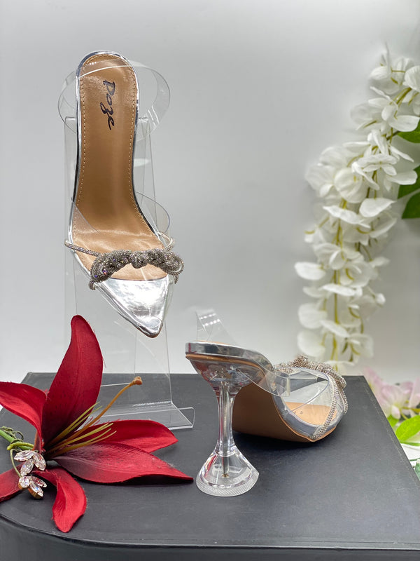 Clear Silver  Embellished Heels 4 - Sai Fashions (UK) Ltd.