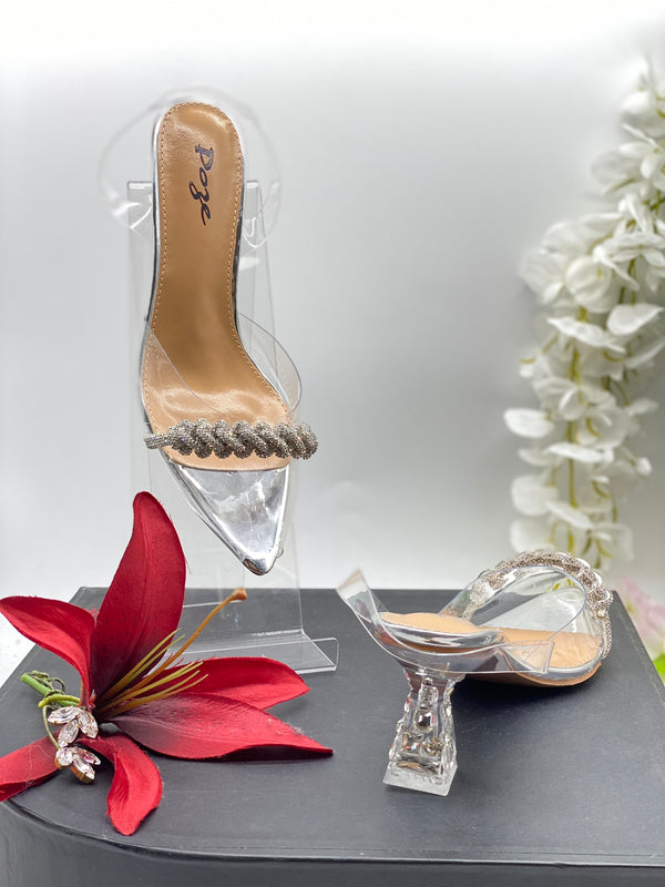 Clear Silver  Embellished Heels 5 - Sai Fashions (UK) Ltd.