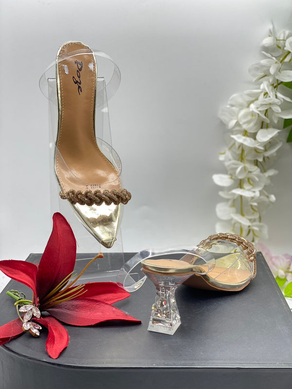 Clear Gold Embellished Heels 5 - Sai Fashions (UK) Ltd.