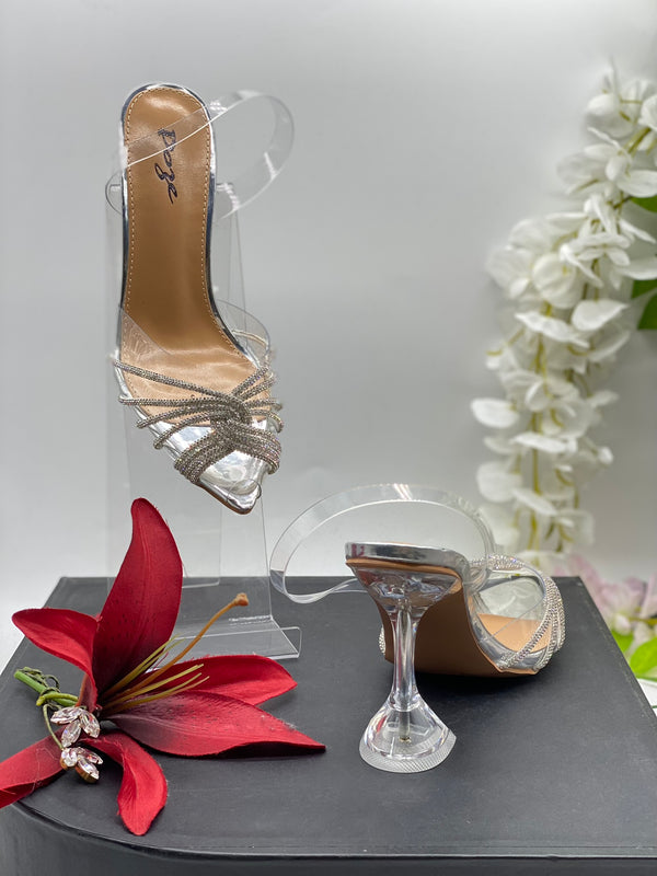 Clear Silver Embellished Heels 6 - Sai Fashions (UK) Ltd.