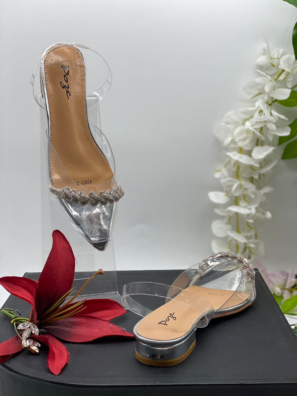 Clear embellished Silver Flats 2 - Sai Fashions (UK) Ltd.