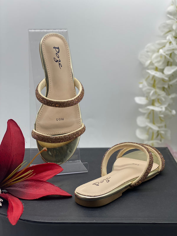 Gold Flat Sandals 2 - Sai Fashions (UK) Ltd.