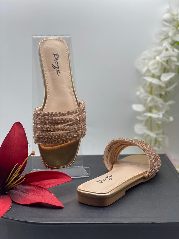 Champagne Flat Sandals 5 - Sai Fashions (UK) Ltd.