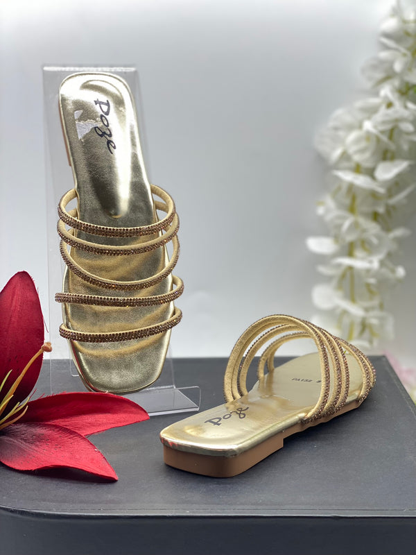 Gold Flat Sandals 6 - Sai Fashions (UK) Ltd.