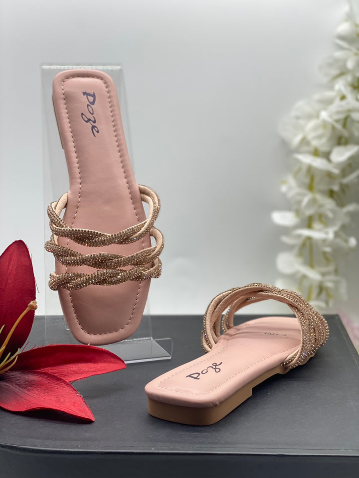 Pink Champagne Flat Sandals1