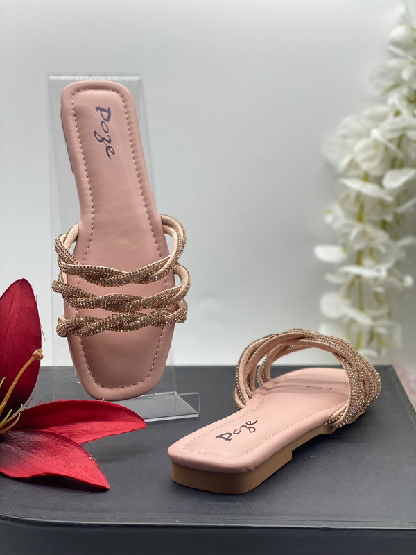 Pink Champagne Flat Sandals 7 - Sai Fashions (UK) Ltd.