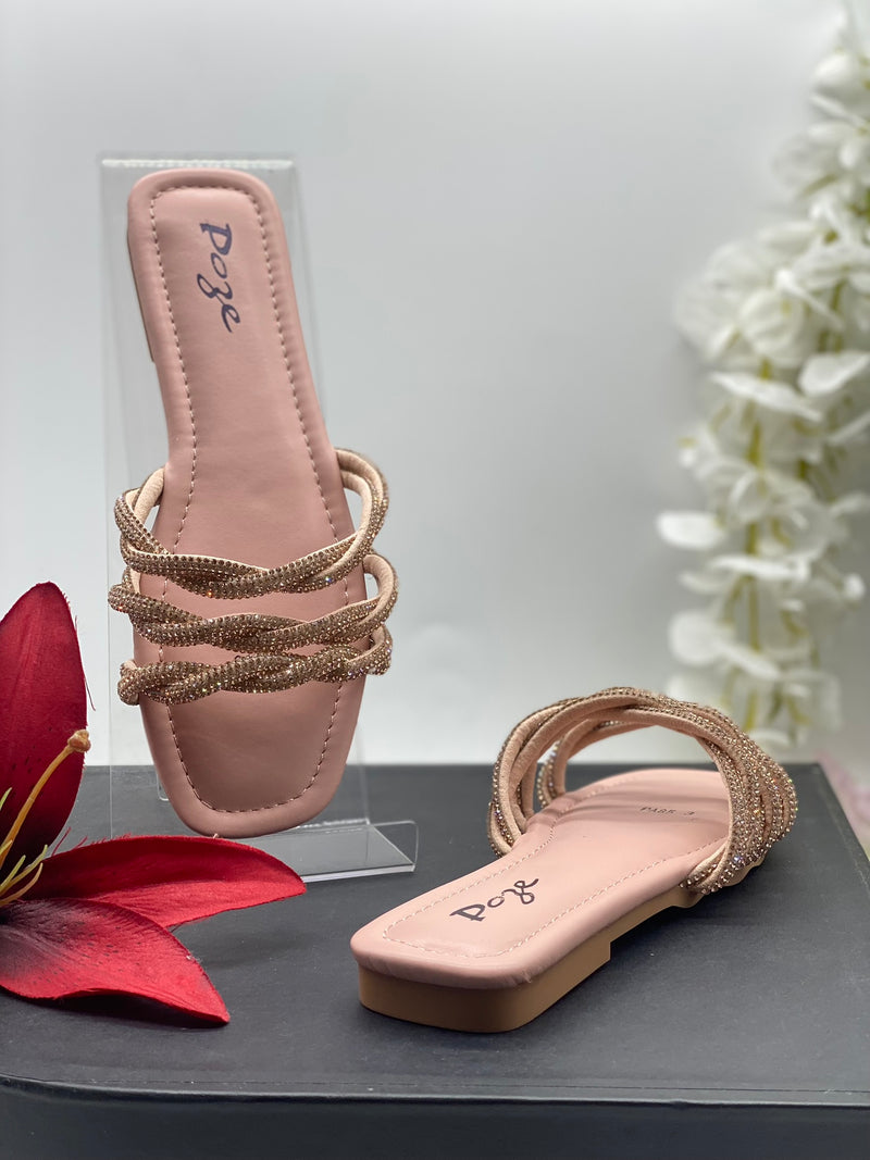 Pink Champagne Flat Sandals 7