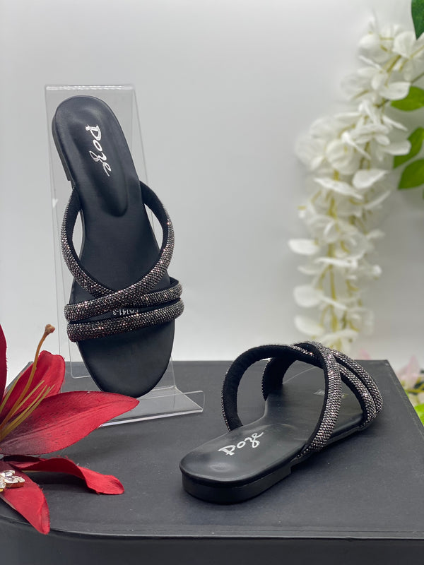 Black Flat Sandals 9 - Sai Fashions (UK) Ltd.