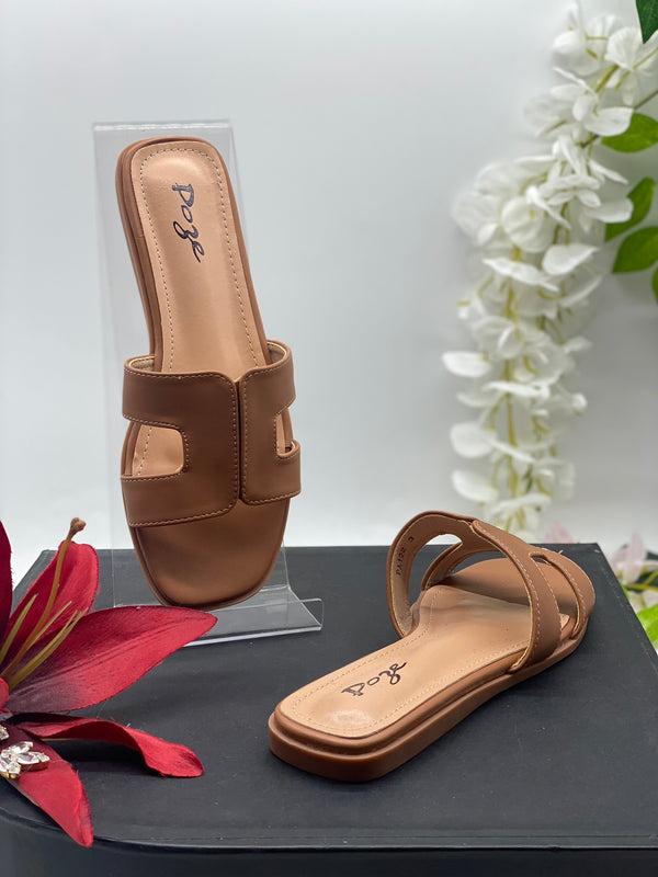 Brown Flat Sandals - Sai Fashions (UK) Ltd.