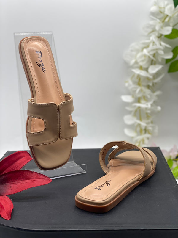 Beige Flat Sandals - Sai Fashions (UK) Ltd.