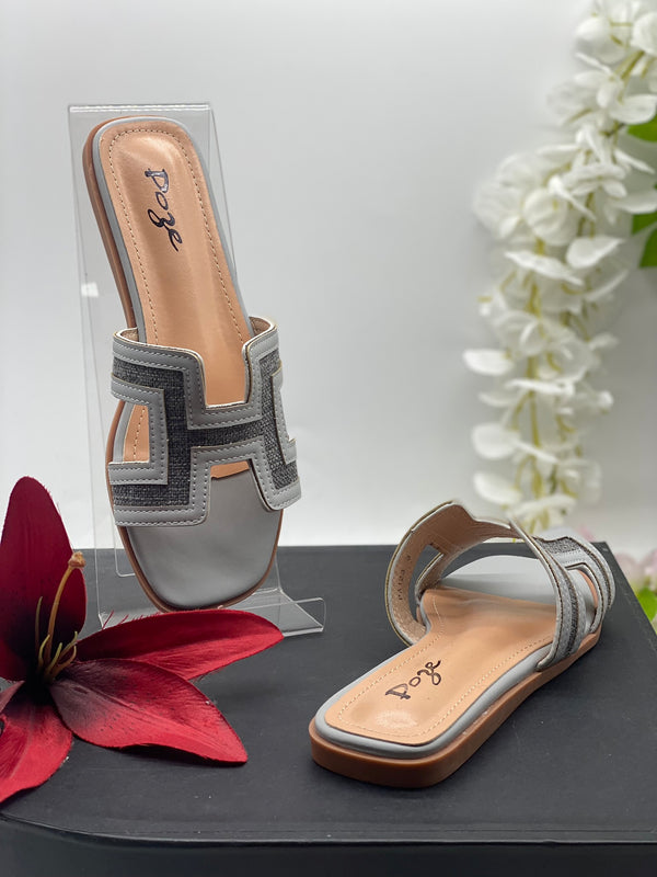 Grey Flat Sandals - Sai Fashions (UK) Ltd.