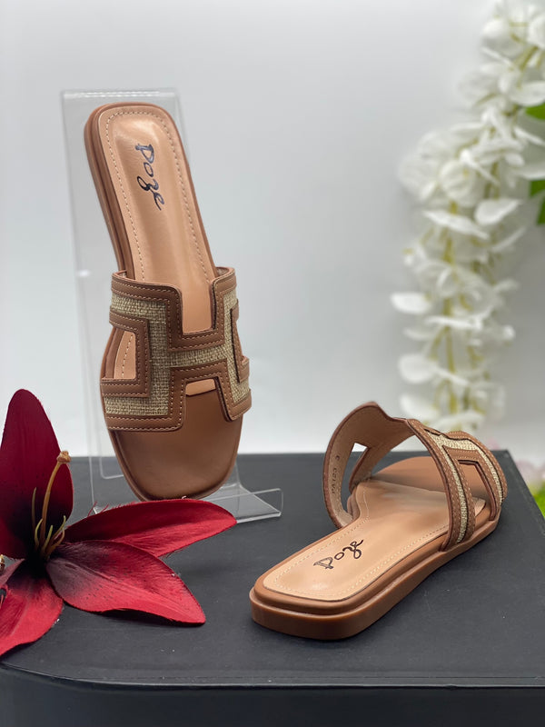 Tan Flat Sandals - Sai Fashions (UK) Ltd.