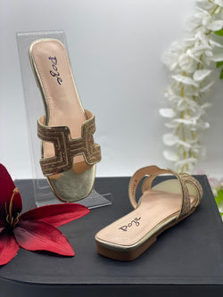 Diamante Gold Sandals - Sai Fashions (UK) Ltd.