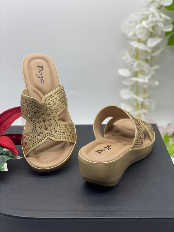 Gold Wedged Sandals - Sai Fashions (UK) Ltd.