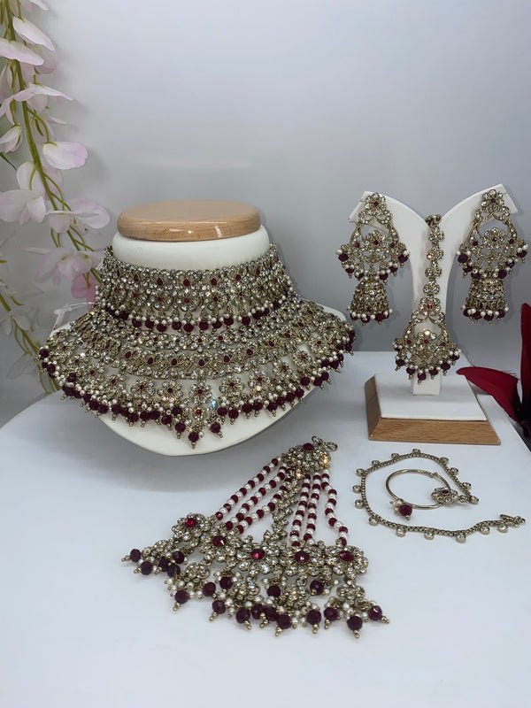 stone gold & maroon semi bridal