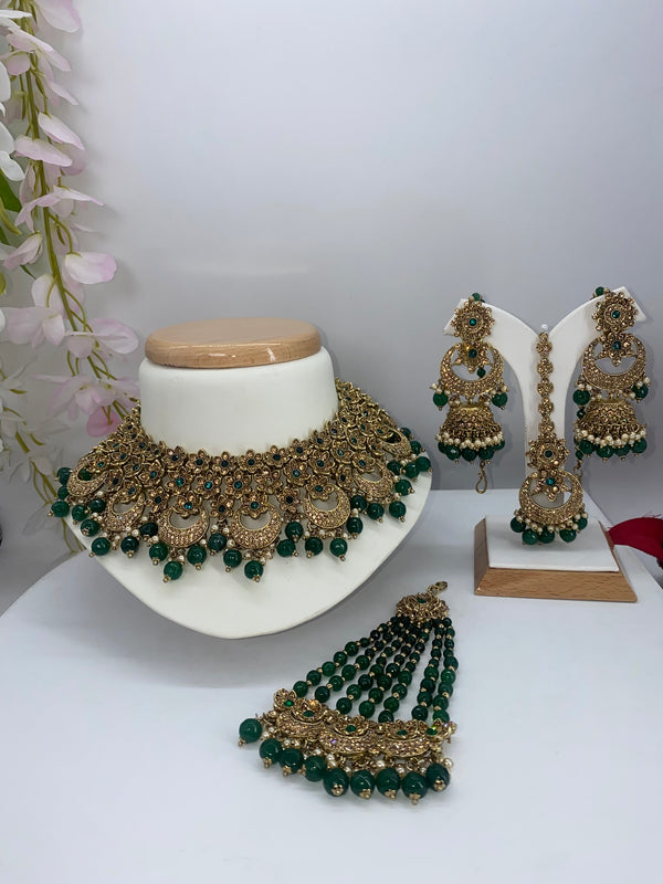 stone gold & green semi bridal