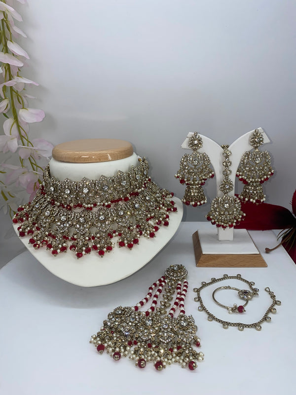 stone gold & red semi bridal
