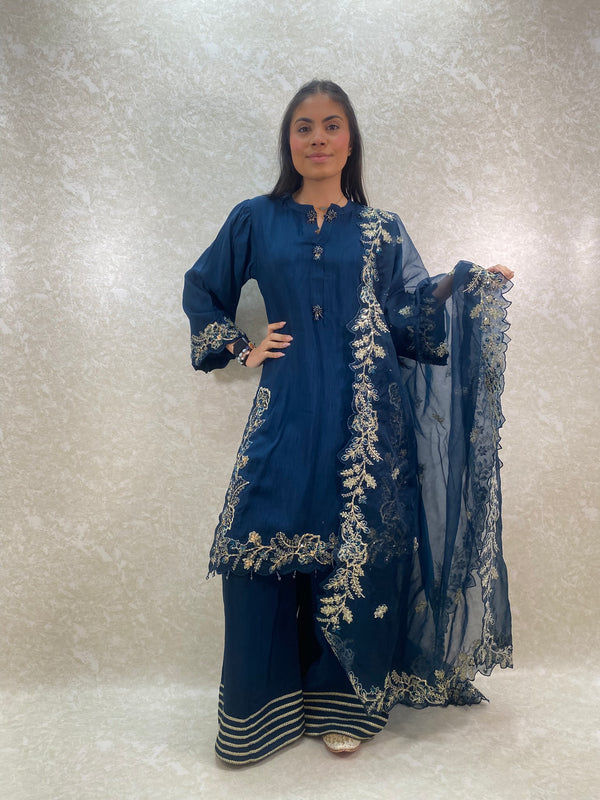 petrol blue satin