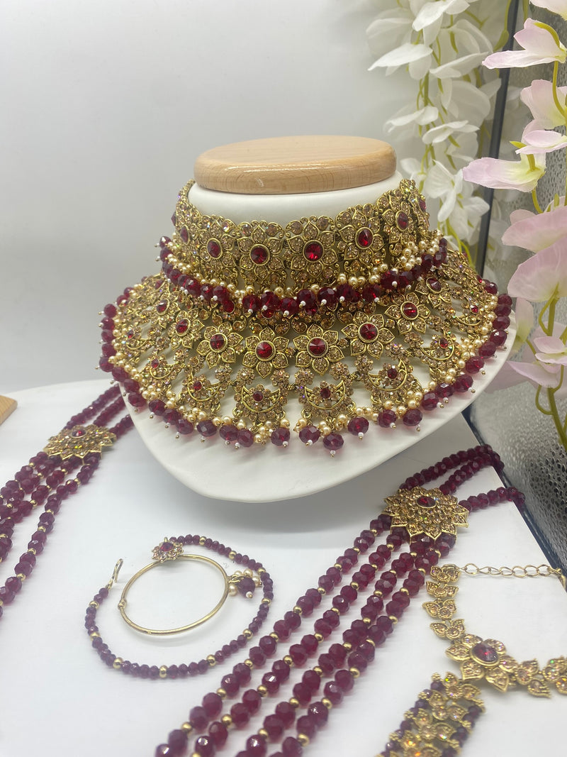 Bridal Gold Stone and Maroon