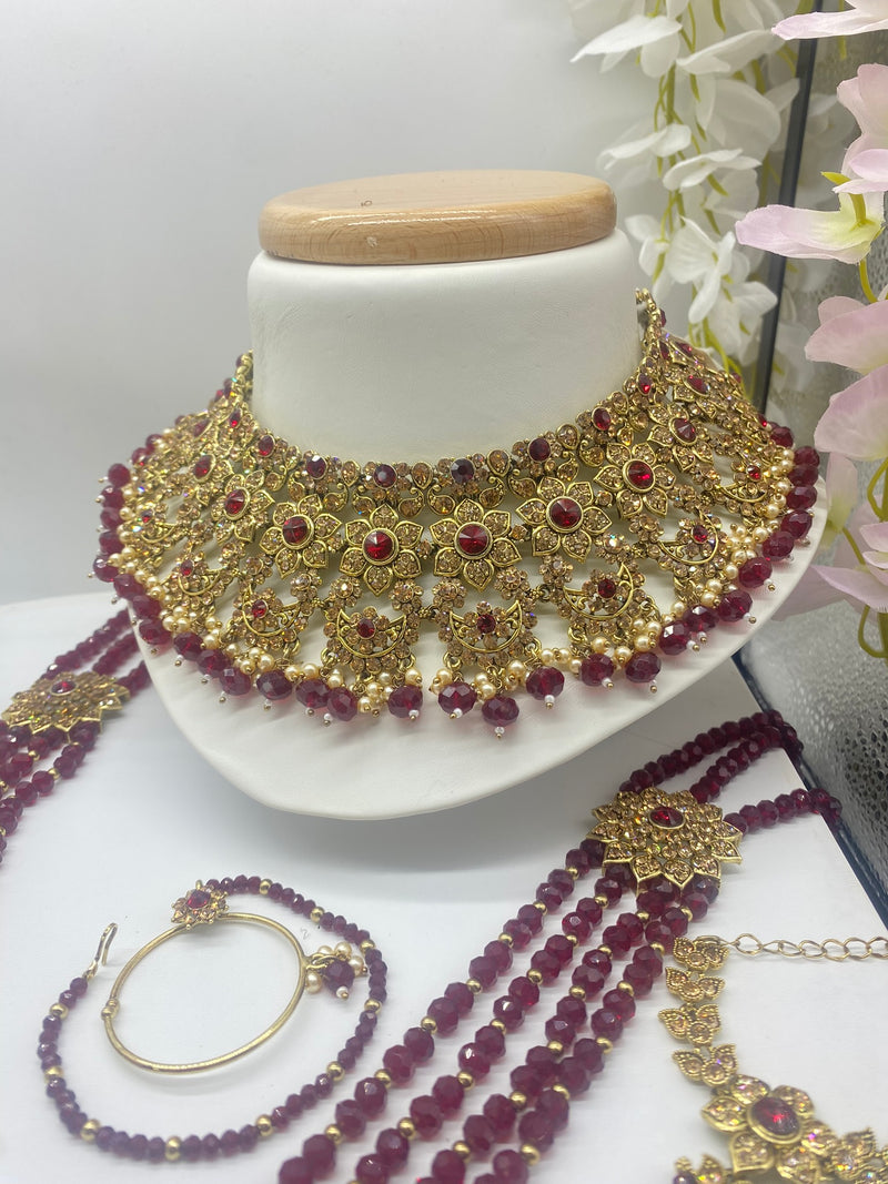 Bridal Gold Stone and Maroon