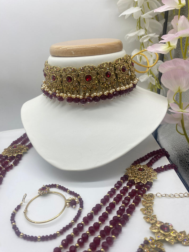 Bridal Gold Stone and Maroon