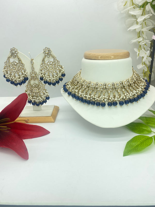 Kundan with a touch of Midnight Blue