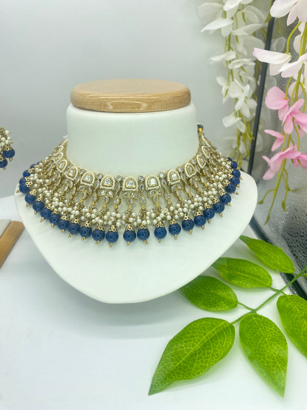 Kundan with a touch of Midnight Blue