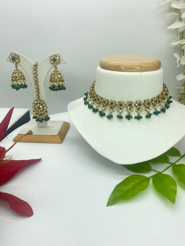 Emerald Green choker 3pc Set