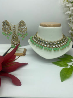 Kundan Mint choker 3pc Set