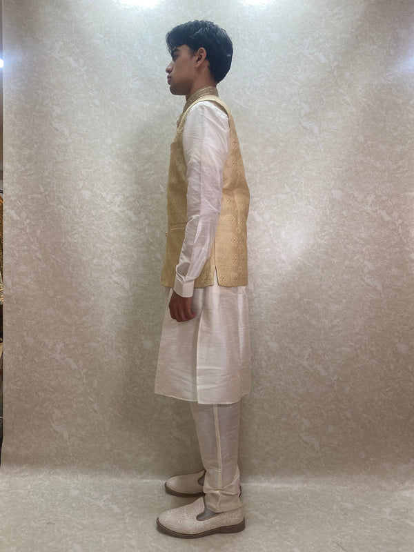 Gold Waistcoat Kurta Set