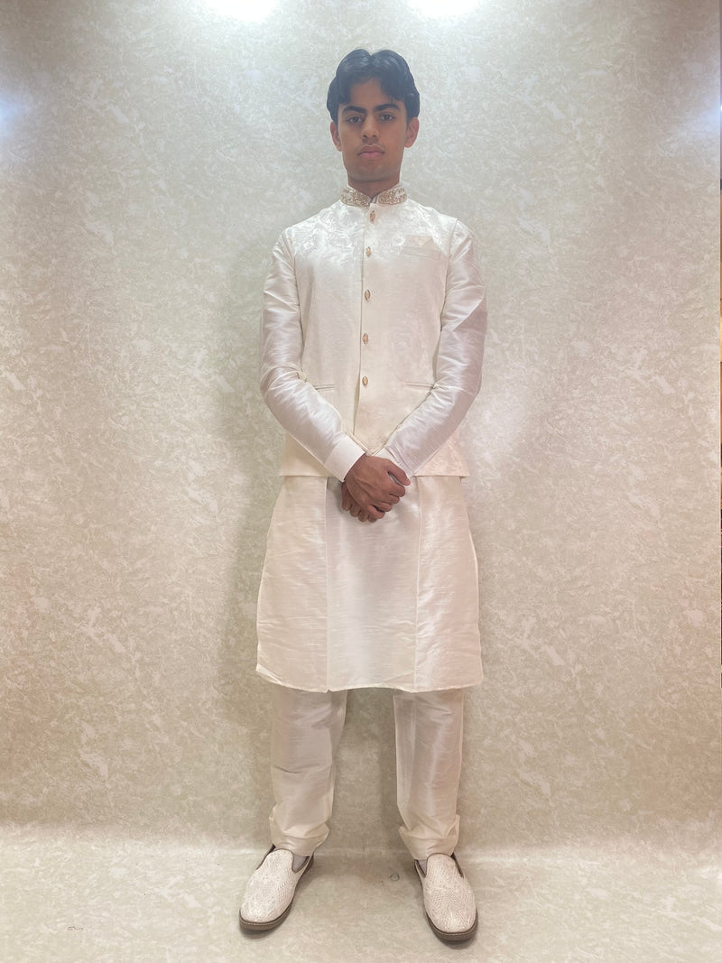 Cream Waistcoat Kurta Set