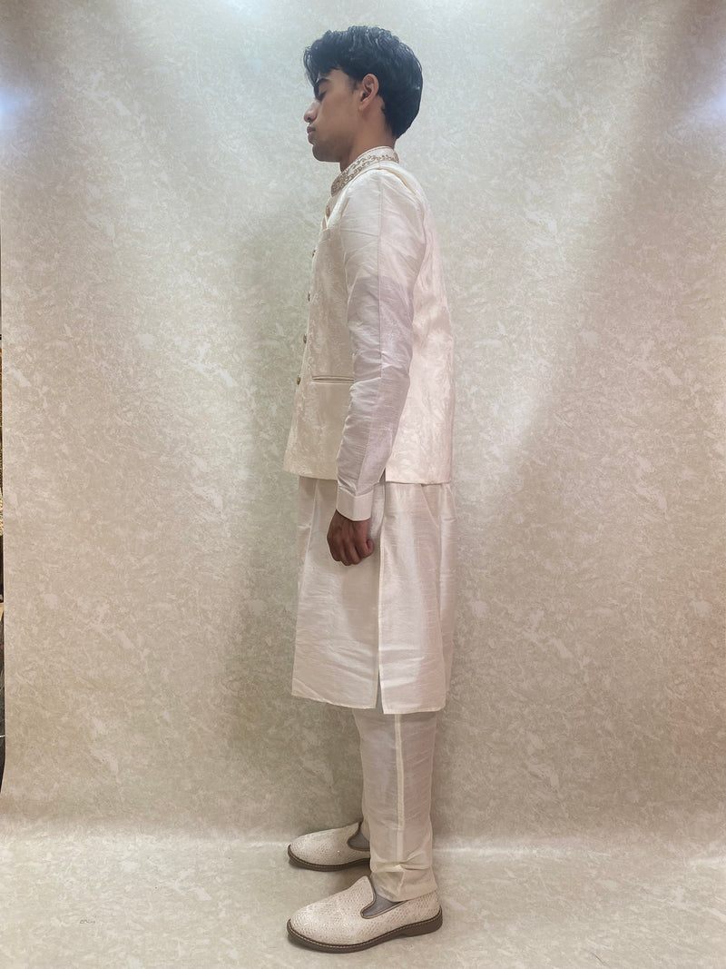 Cream Waistcoat Kurta Set