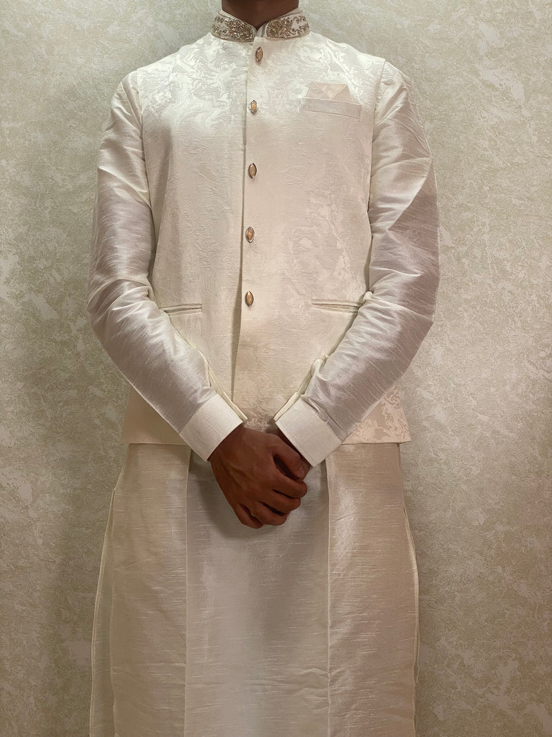 Cream Waistcoat Kurta Set