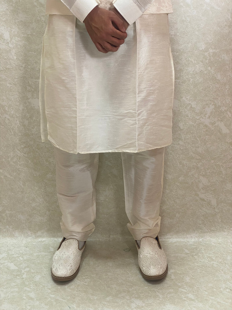 Cream Waistcoat Kurta Set