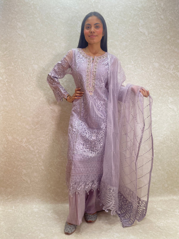 Lilac Embroidered Suit