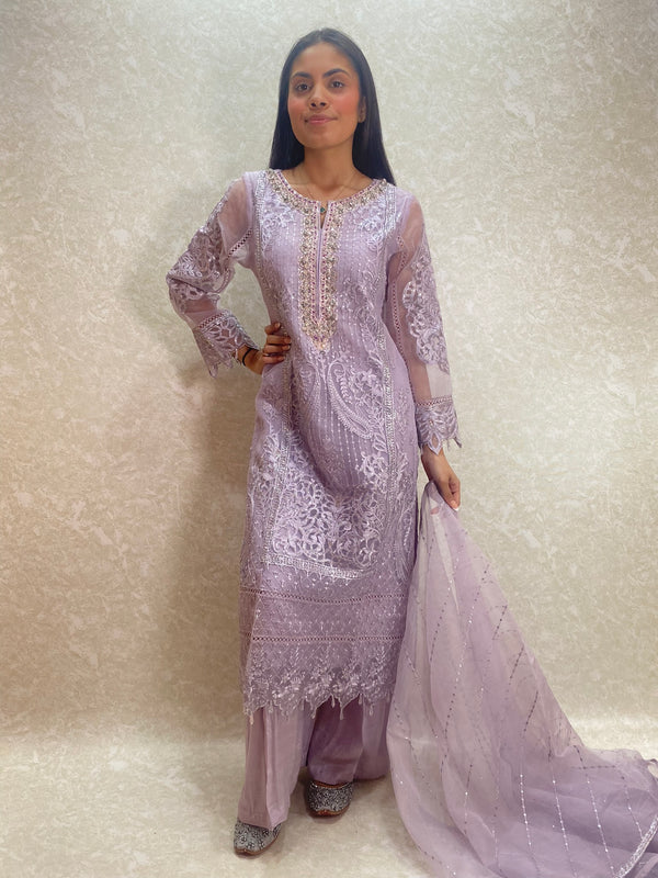 Lilac Embroidered Suit