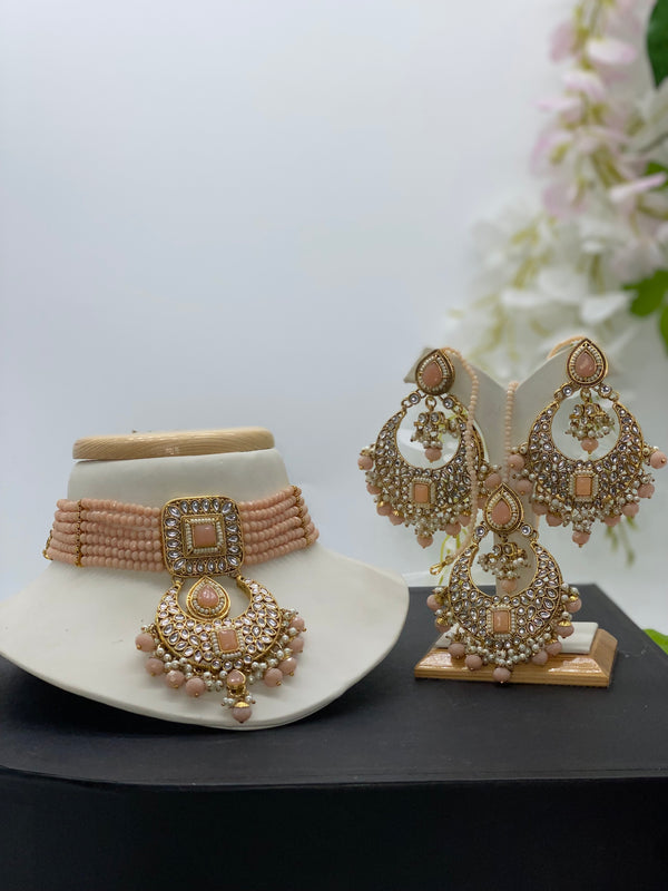 peach Kundan - Sai Fashions (UK) Ltd.