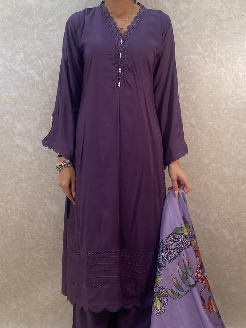 Purple Long Linen suit