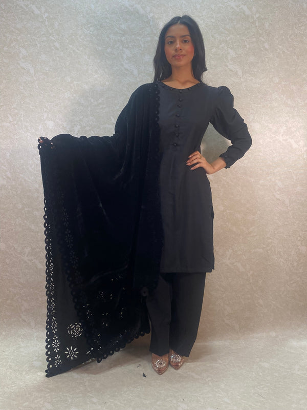 black cutwork velvet