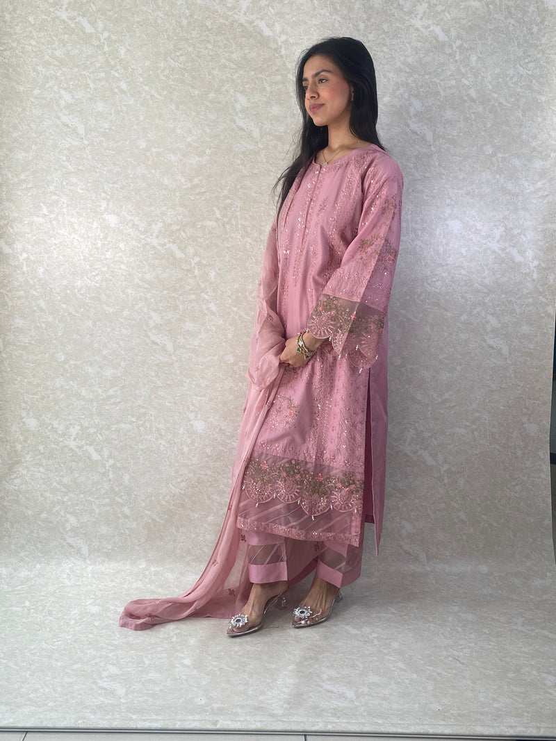 Dusky Plum Waistcoat & Ivory Kurta