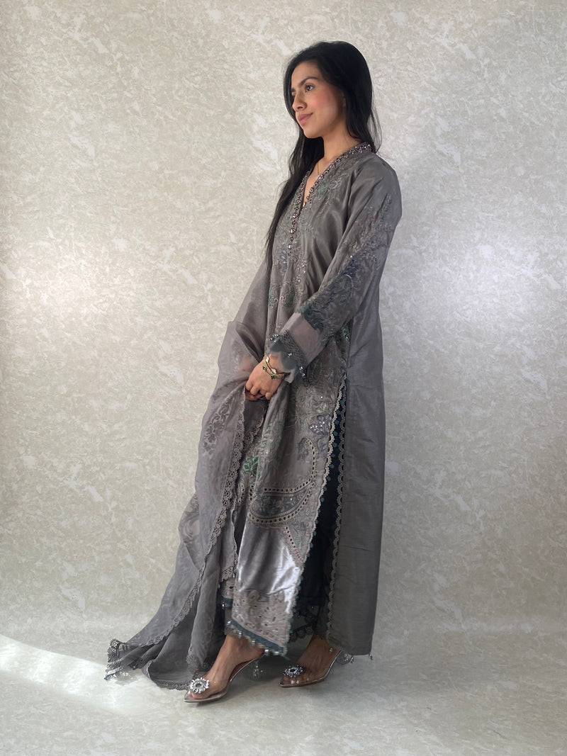 Royal Black Waistcoat & Ivory Kurta