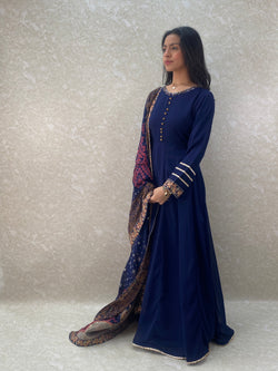 Dusky Peach Waistcoat & Black Kurta