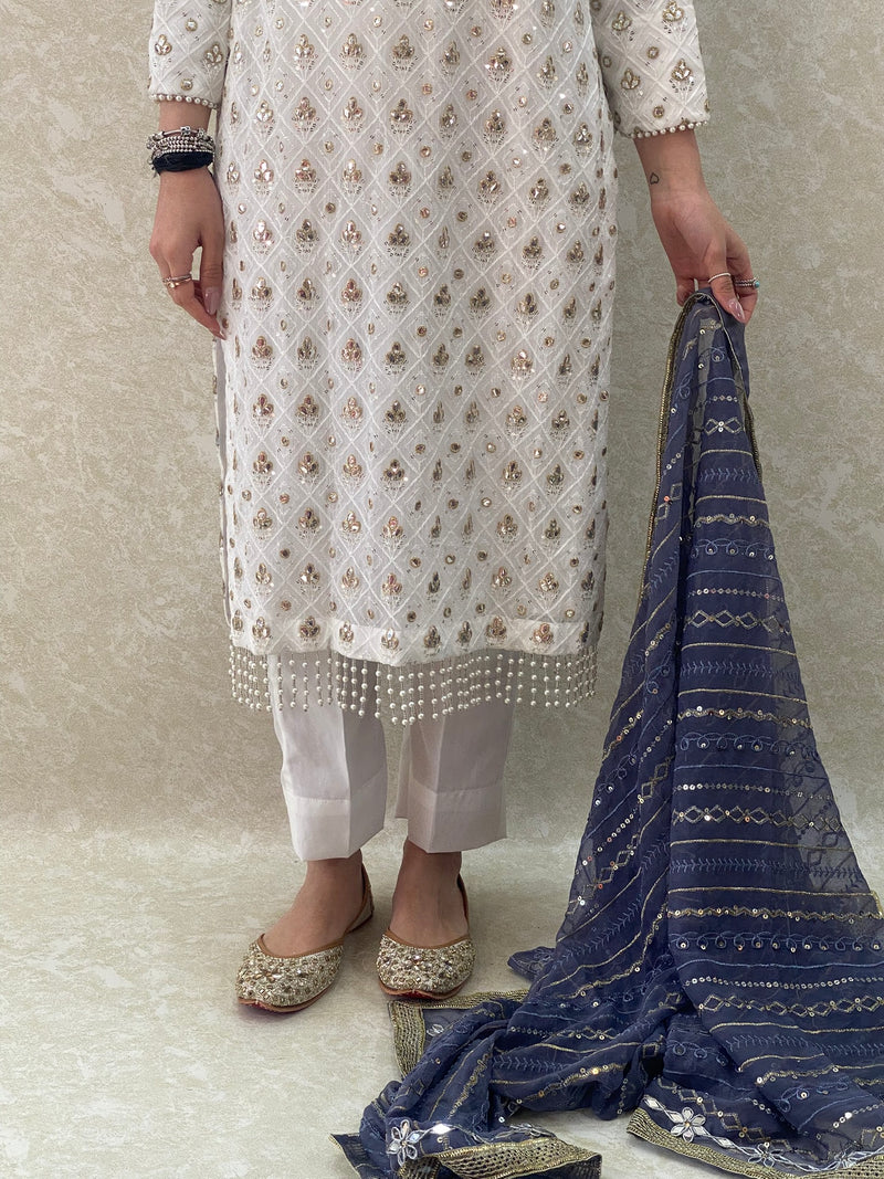 Cream Waistcoat & Black Kurta
