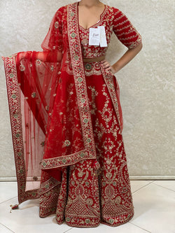 Red & Gold Blouse and lengha